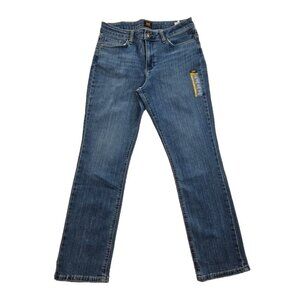 Lee Jeans Women's 12M Med Wash Straight Friction NWT Resistant Stretch Denim